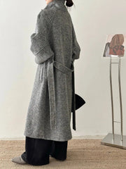 Luxury Wool-Blend Tie Belt Overcoat