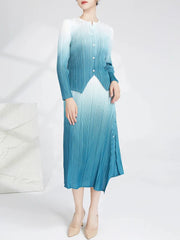 Plissé Ombre Blouse & Skirt Set
