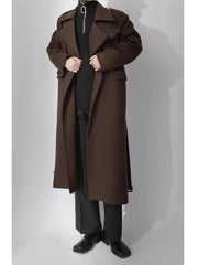 Men's Rich Brown Designer Wool Trench Coat