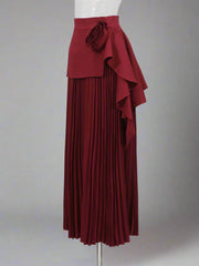 Floral Pleated Basque Waist Skirt