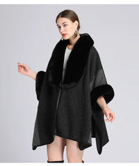 Women's Plush Faux Fur Woolen Cloak Coat