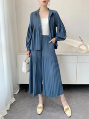 Luxury Pleated Wide-Leg Culottes