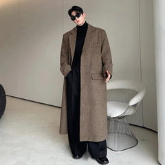 Men's Luxury Herringbone Wool-Blend Overcoat