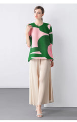 Luxury Pleated 3/4 Sleeve Blouse