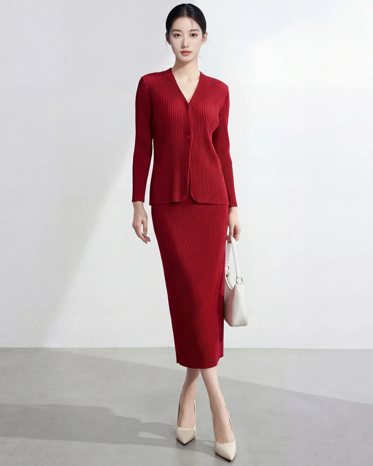 Luxury Pleated Formal Skirt Set