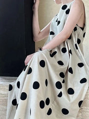 Linen Oversized Sleeveless Midi Dress
