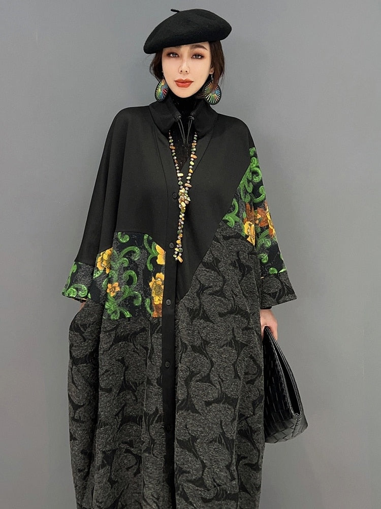 Handmade Luxury Black Embroidered Long Coat