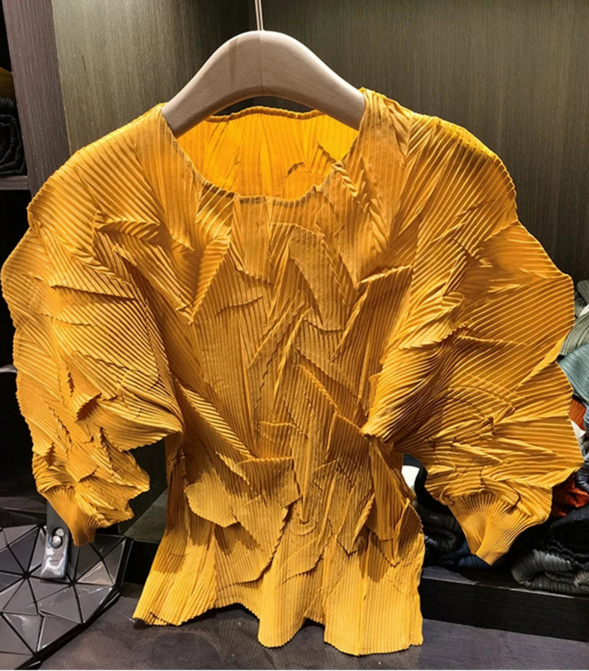 Sculptural Pleated Crinkle Top