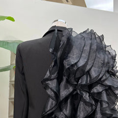 Luxury Ruffled Asymmetric Blazer