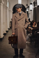 Men's Luxurious Wool Blend Long Trench Coat