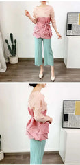 Luxury Pleated Geometric Top