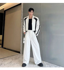 Men's 2-Piece White Blazer + Loose Fit Trousers Set