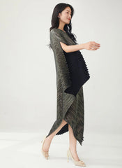 Luxury Pleats Asymmetric Cape Dress