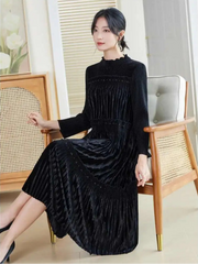 Elegant Velvet Pleated Dress