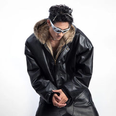 Men's Reversible Faux-Fur Hooded Jacket