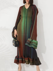 Pleated Sleeveless Dress & Shawl Set