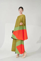 Modern Pleat Geometric Trouser Set