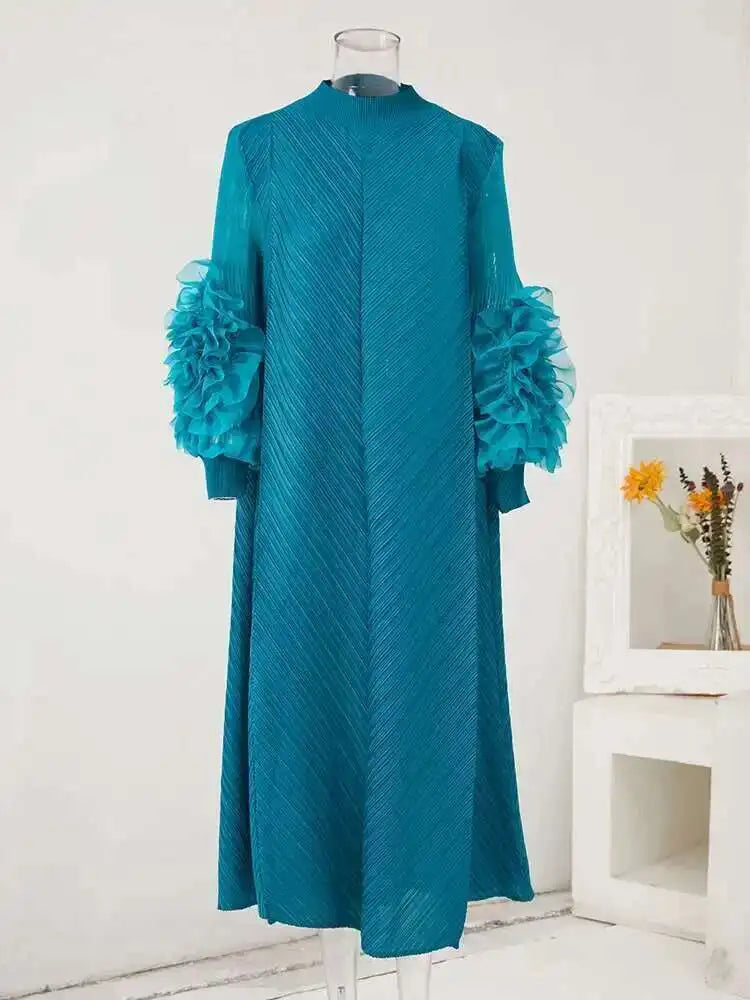 Luxury Plisse Ruffle Sleeve Dress