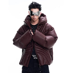 Men's Tokyo Faux Leather Hooded Puffer Jacket