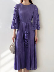 Women's Elegant Japanese Pleated Floral Dress