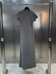 Women's Elegant Pearl Bow Maxi Split Dress