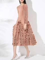 Fully Plissé Ruffled Midi Dress