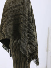 Couture Pleated Long Dress & Shawl Matching Set