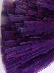 Plaid Asymmetric Tulle Pull-On Skirt