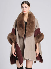 Women's Plush Faux Fur Woolen Cloak Coat