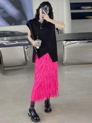 Luxury Fringe Midi Skirt