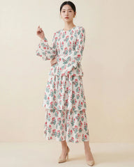 Luxury Pleated Bell-Sleeve Dress
