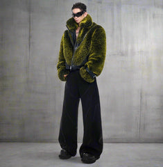 Men's Luxury Faux Fur Biker Jacket