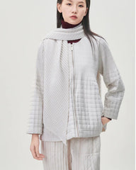 Luxe Cotton Pleated Jacket & Scarf