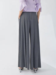 Luxury Plisse Wide-Leg Trousers