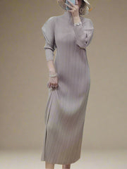 Truly Pleated Batwing Sleeve Dress