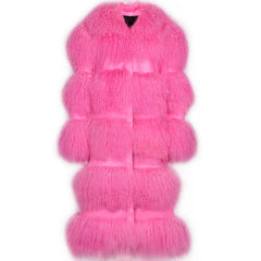 Luxurious Collar Mongolian Lamb Fur Coat