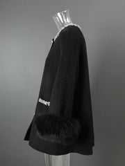 Luxury Woolen Faux Fur Coat
