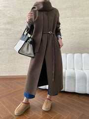 Luxury Wool-Blend Scarf Coat