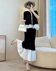 Elegant Plissé Ruffle Skirt Set