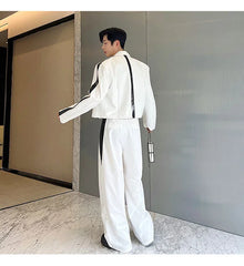 Men's 2-Piece White Blazer + Loose Fit Trousers Set