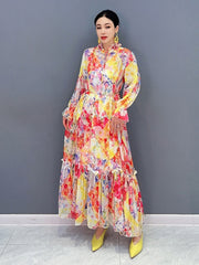 Floral Luxe Chiffon Long Sleeve Maxi Dress