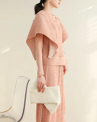 Luxe Plissé Cape-Sleeve Top