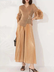 Luxury Formal Plisse Palazzo Pant Set