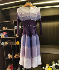 Wave Pleated Midi Dress