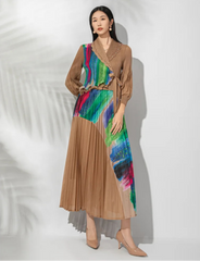 Elegant Micro-Pleated Wrap Dress