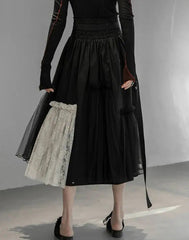 Elegant Lace Pull-On Tulle Skirt