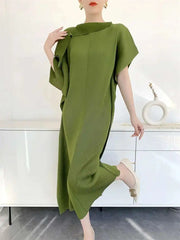 Pleated Tunic Short Sleeve Dress