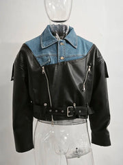 Men's Faux Leather Denim Jacket + FREE Jeans Set