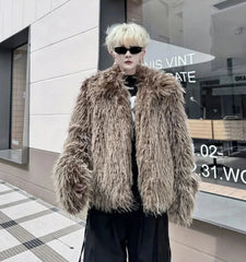 Men's Cozy Faux Fur Coat – Warm Luxury Streetwear