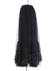 Luxury Lace Embroidered Tulle Skirt